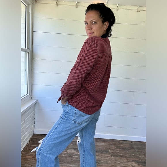 Vintage 90s Y2K Red plaid embroidered Casey & Max button down shirt S - Picture 3 of 6